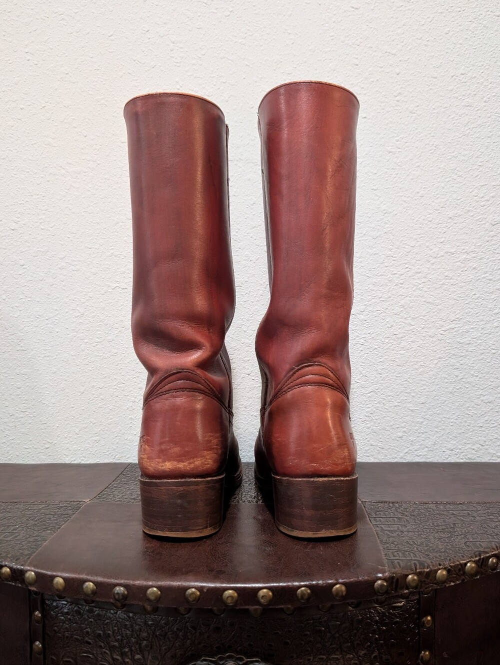 Vintage FRYE Campus Tall Leather Boots Brown Size 8 D Made in USA - Picture 8 of 16